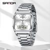 SANDA Luxury Mens G Style LED Digital Watches Stainless Steel Women Dual Display Clock Unisex Waterproof Sports Quartz Watch
