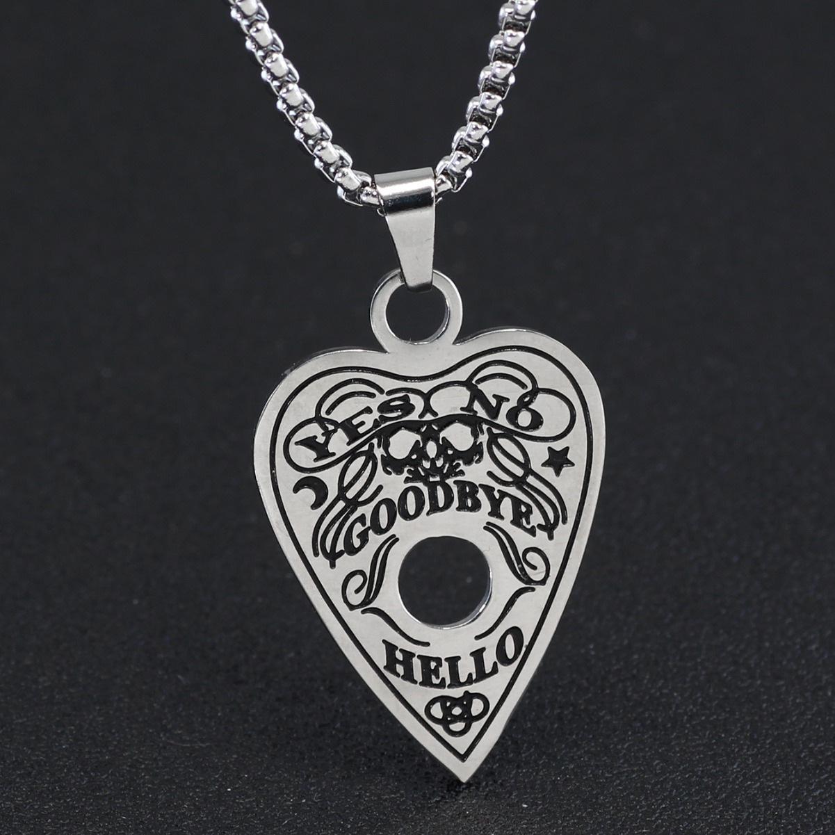 Нержавеющая Сталь Готический Таинственный Ожерелье с Колдовством - Кулон Сердце С Черепом И Звездой