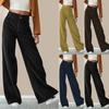 Women's High Rise Corduroy Straight Leg Pants Loose Fit Casual Long Trousers