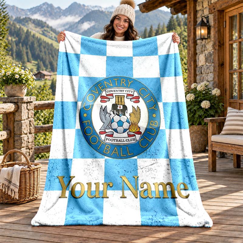 Coventry City F.C. Individualus pavadinimas flanelinis pledas, personalizuotas minkštas šiltas pliušinis pledas, pritaikyta dovana šeimai, draugams