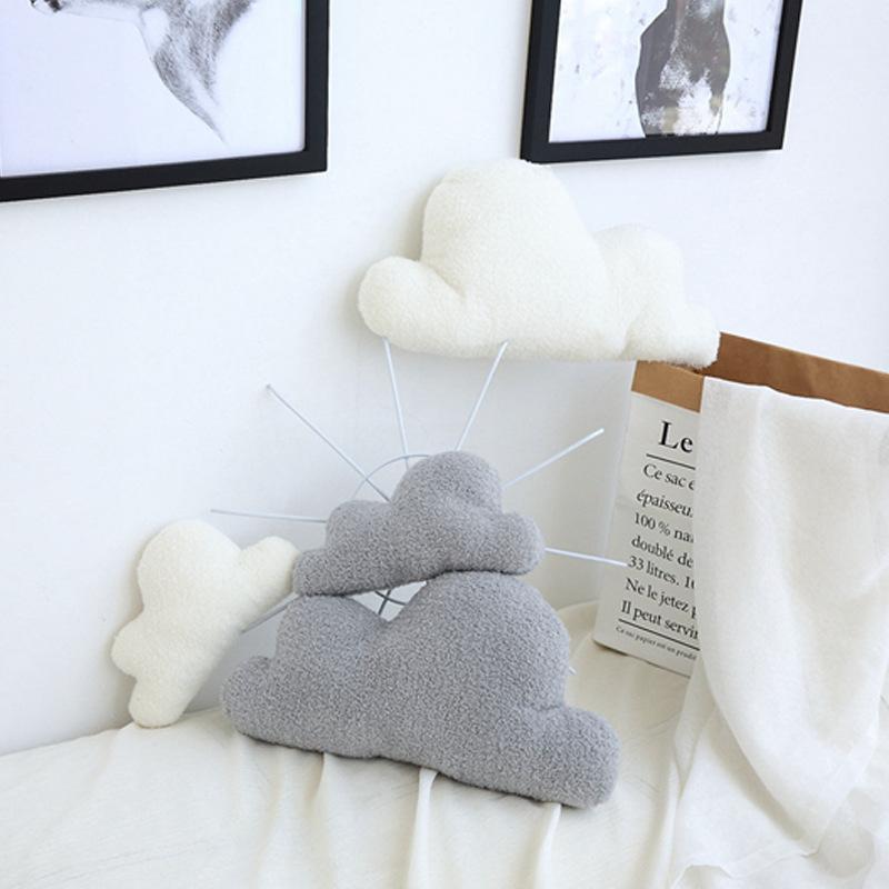 Realistic Cloud Plush Toy-Soft Stuffed Cloud in Gray&White 3 Sizes Fluffy Pillow Gift for Kids Nursery Decor Relaxation
