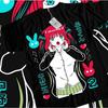 Esenciální pětice Nino Nakano Tričko s bunny grafikou Anime Pastelová estetika Černé Unisex Otaku Streetwear Tričko