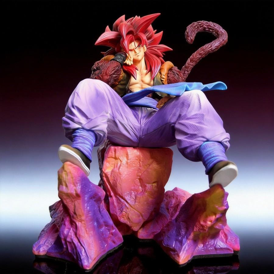 Dragon Ball Super Saiyan 4 Gogeta Sitting Pose Figure 24cm PVC Statue with Rock Base Anime Collection Toy Gift