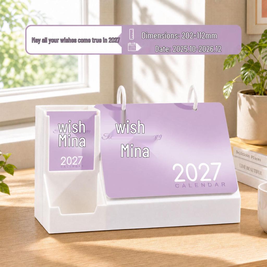 2026 Year of the Horse Acrylic Pen Holder Calendar - Customizable Office Desktop Ornament