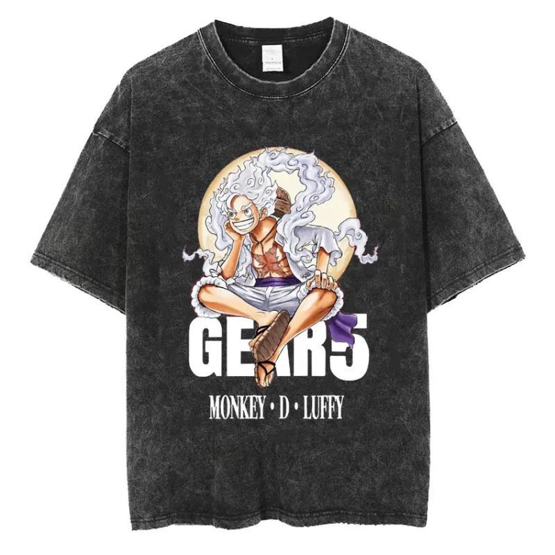 

Японское Аниме ONE PIECE Ван Пис Футболка Luffero Ретро Хлопок Выстиранная Футболка с Коротким Рукавом для Мужчин и Женщин S