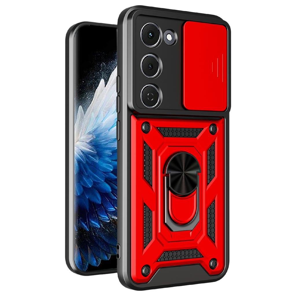 For TECNO Spark 40 Pro+ 4G Case with Slide Camera Lid PC + TPU Kickstand Phone Cover