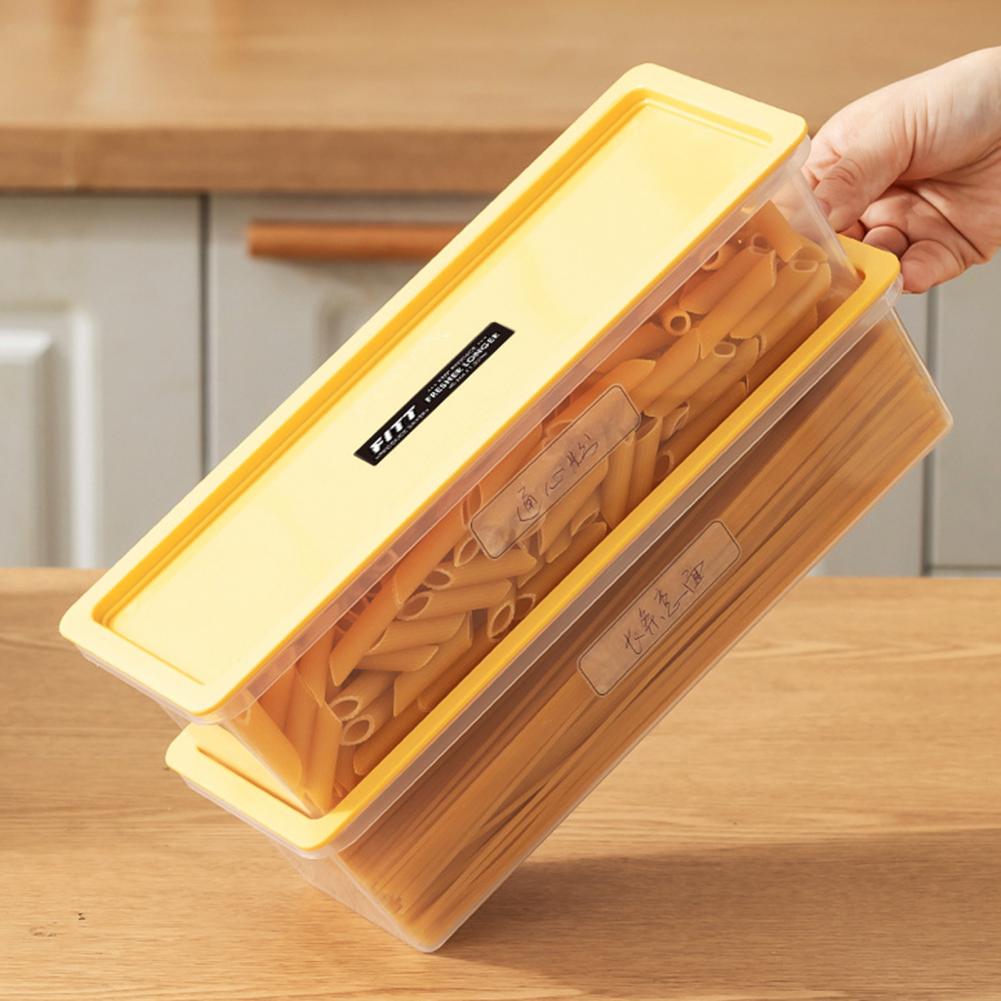 Caixa de armazenamento de macarrão micro-ondas tampa hermética retângulo espaguete macarrão cereais frutas vegetais geladeira recipiente de alimentos