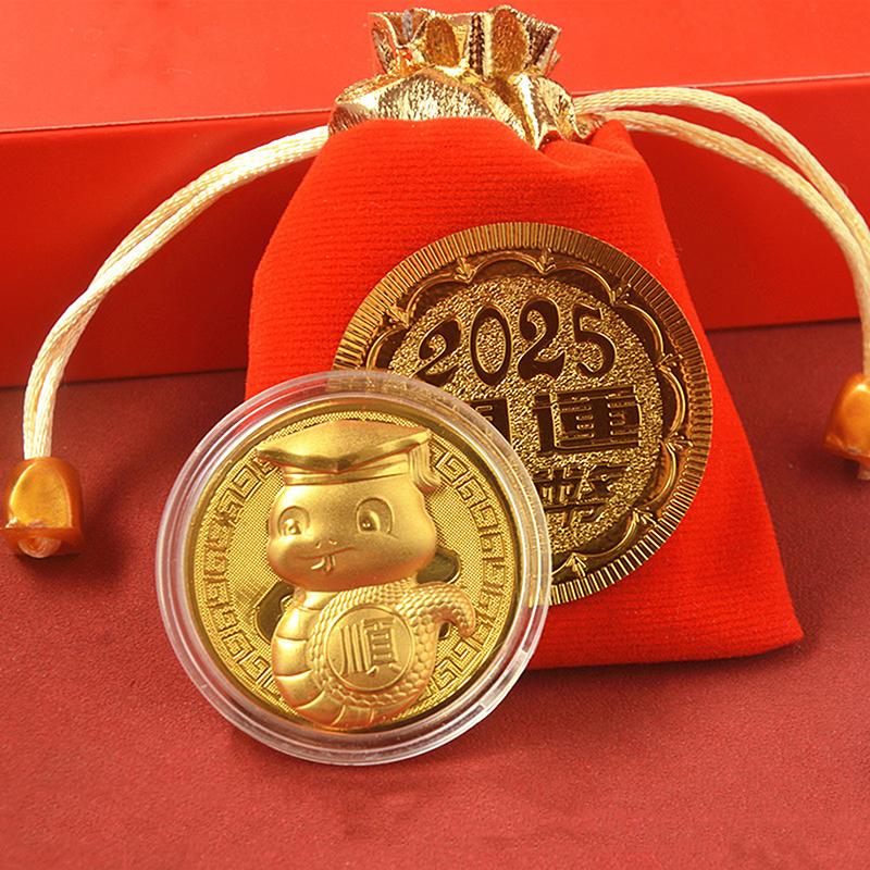 2025 Jahr der Schlange Glücksgoldmünze Gedenkmünzen Chinesisches Sternzeichen Abzeichen Sammlerstücke Gedenkmünzen