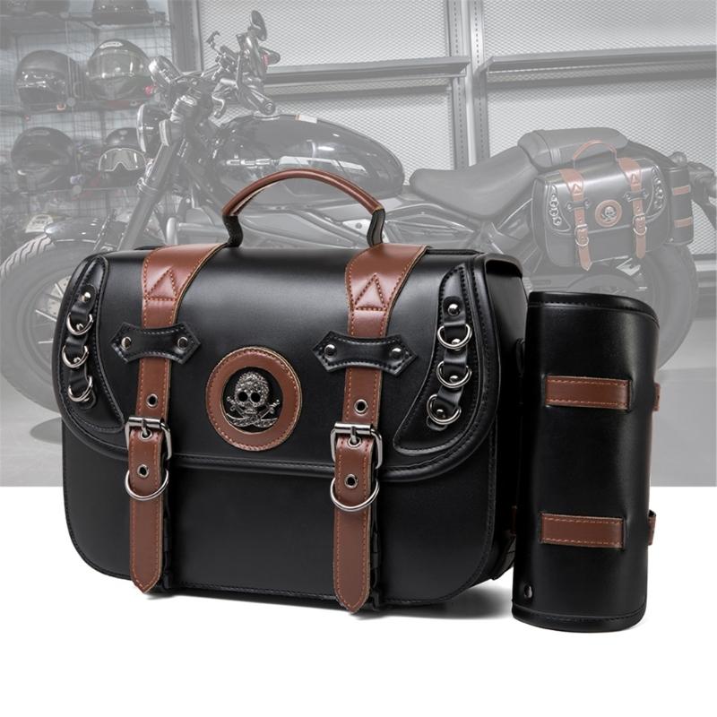 universal fitting Motorcycle Saddlebags PU Leather Waterproof Side Bag Commuters Motorcycle Bags Simple to Use for Bike