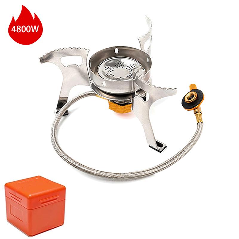 Neuer Camping-Gaskocher Tragbar Faltbar Outdoor Rucksacktouren Winddichter Kocher Touristenausrüstung zum Kochen Wandern BBQ Picknick 4800W
