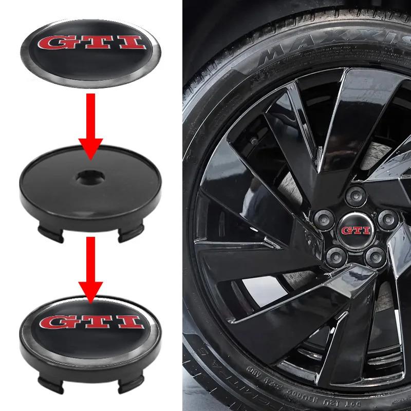 4Pcs 56mm 60mm Car Wheel Center Hub Cap Rim Cover Sticker Auto Accessories For Volkswagen Tiguan GTI GTD VW R Rline Golf Phaeton