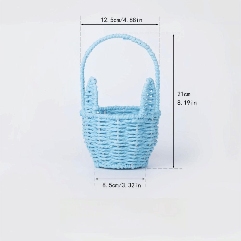 Cartoon Rabbit Ear Storage Basket Multifunctional with Handles Egg Gathering Ornaments Sundries Organizer Easter Festival Gift
