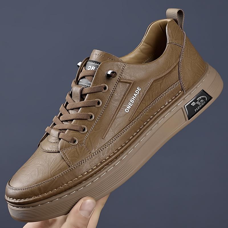 Personality Casual Leather Shoes for Men Lace-up Fashion Sneakers Classic Male Walking Shoes Tenis Masculino Man Vulcanize Shoes