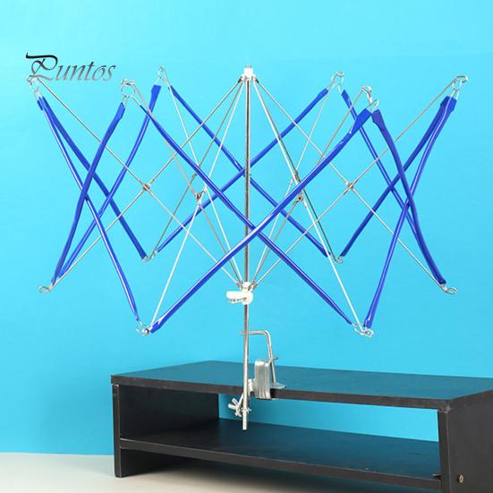 Yarn Swift Foldable Metal Yarn Winder Portable Umbrella Yarn Ball Swift Skein Holder with Table Clamp for Knitting Crochet Supplies