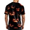 Men's Casual Short Sleeve T-Shirt Lightweight Breathable Fabric Crew Neck Halloween Pumpkin Print Comfortable Fit