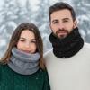 Thick Fleece Muffler Snowflake Warm Neck Warmer Face Mask Winter Knitted Scarf  Men