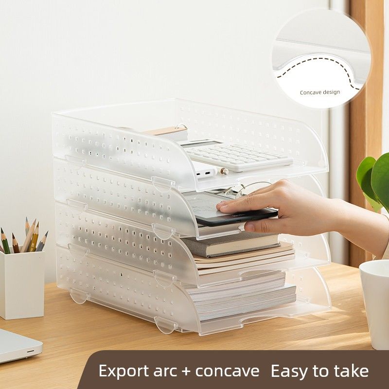 Creative Multi-Layer Desktop File Box Materials File Shelf Office Three Layer File Tray File Folder Storage Box
