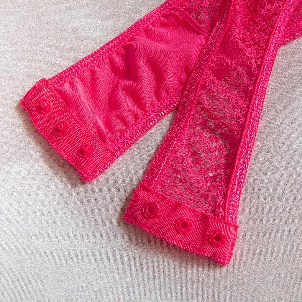 Sexy durchsichtiger Camisole-Body mit Mesh-Einsätzen, Bügel und Choker