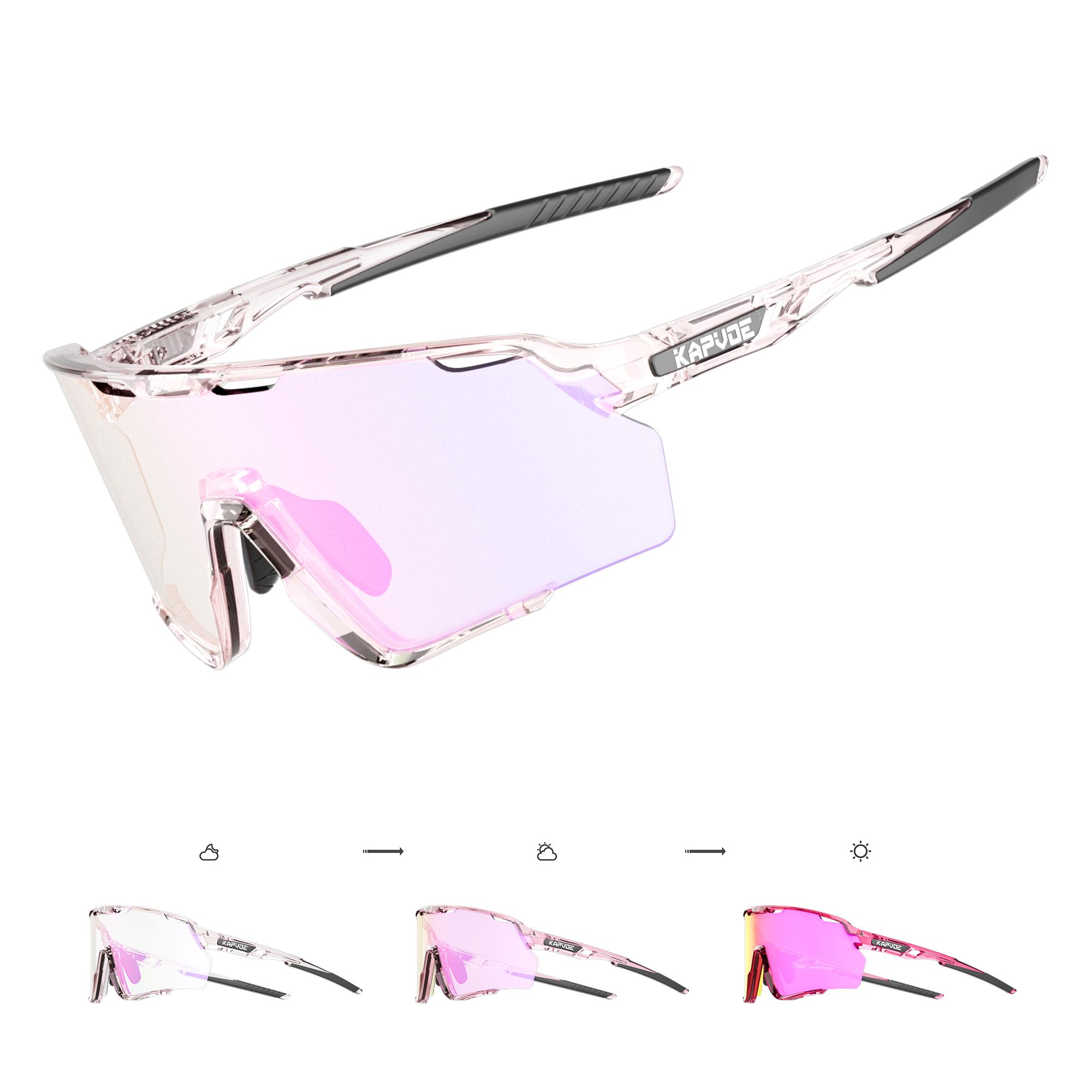KAPVOE Color Photochromic Cycling Glasses Men MTB Cycling Sunglasses Outdoor Bicycle Sunglasses Women Fashion Glasses Photochromic-1lens
