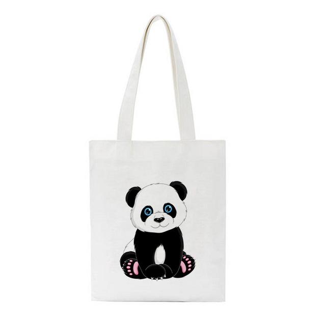 Panda Cartoon China Cute National Treasure Shoulder Canvas Bags Harajuku Casual Crossbody Bag Big Handbag Street Women Bag Purse