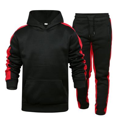 2 Teile/satz Langarm Kordelzug Elastische Bund Mid-rise Sportswear-Set Männer Herbst Patchwork Farbe Taschen Kapuze Sweatshirt Hosen set