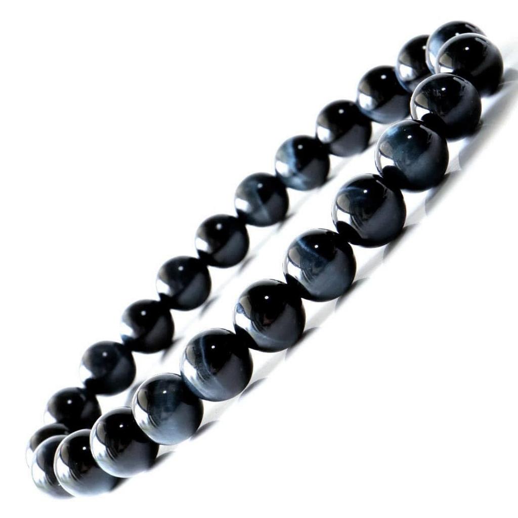 Blue Tiger Eye Bracelet 8mm Eye Blue Tiger Eye Power Stone Inner Circumference 19cm [GOLD STONE] Cat's Approx.