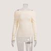 Spring and Autumn Off Shoulder Knitted Shirt Sexy Slimming Solid Color Long Sleeve Women's T-shirts
