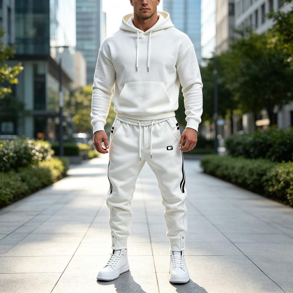 Men's Casual Striped Pants with Webbing Design, Loose Fit Tapered Joggers for Spring and Summer
