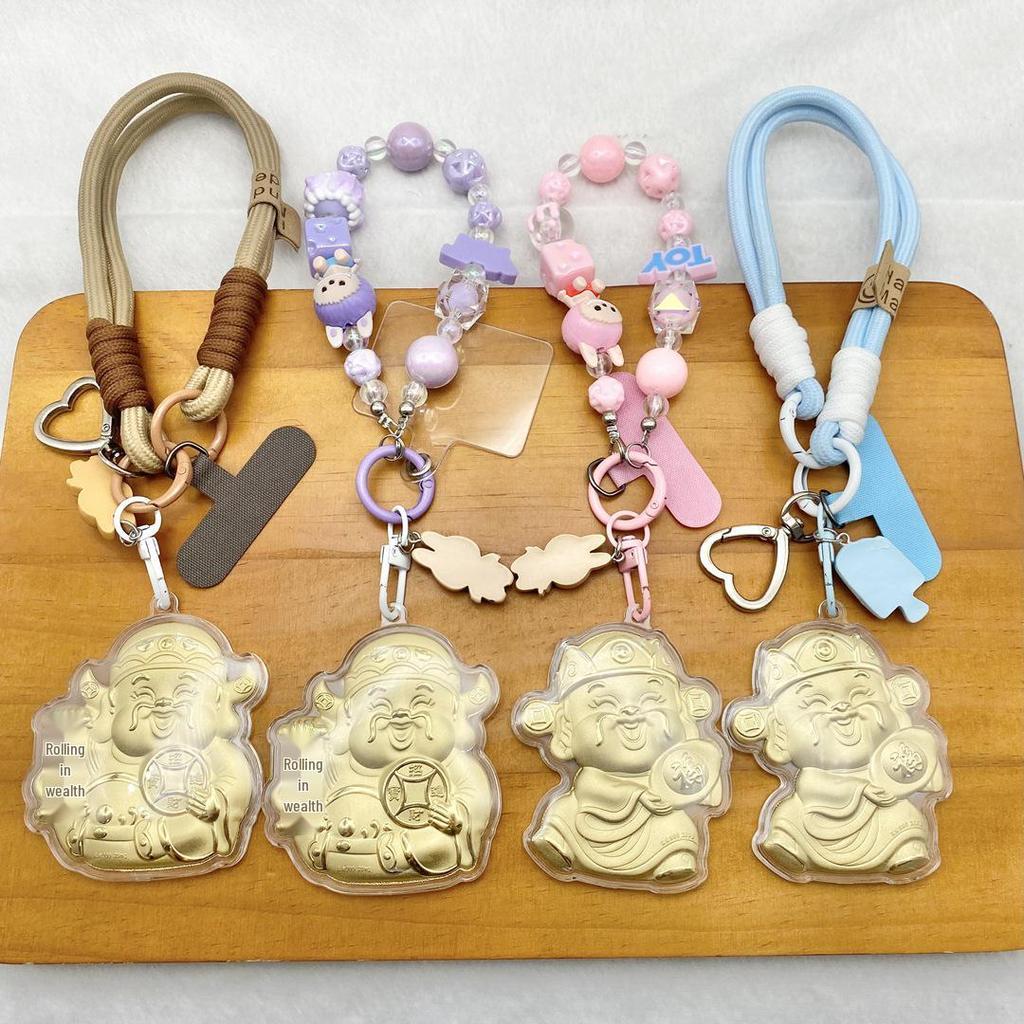 999 Pure Gold God of Wealth Pendant: Cute Cartoon Charm for Phone/Bag, Perfect for Valentine's Day or Birthday Gift