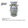 Indoor Decorative Flower Pot Vintage Iron Bucket Rustic White Double-Handle Metal Vase with Floral Print & Jute Handmade Hemp Rope Bow Farmhouse