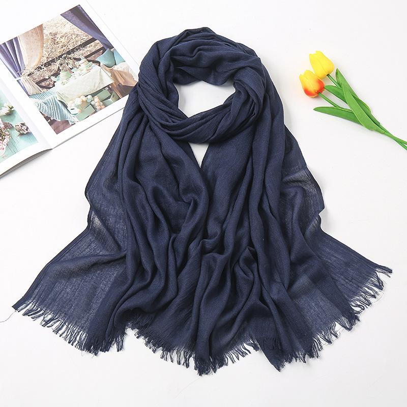 Solid Color Linen Scarf for Women  Spring and Summer New Cotton Candy Monochrome Warm Gauze Scarf Travel Sunscreen Shawl