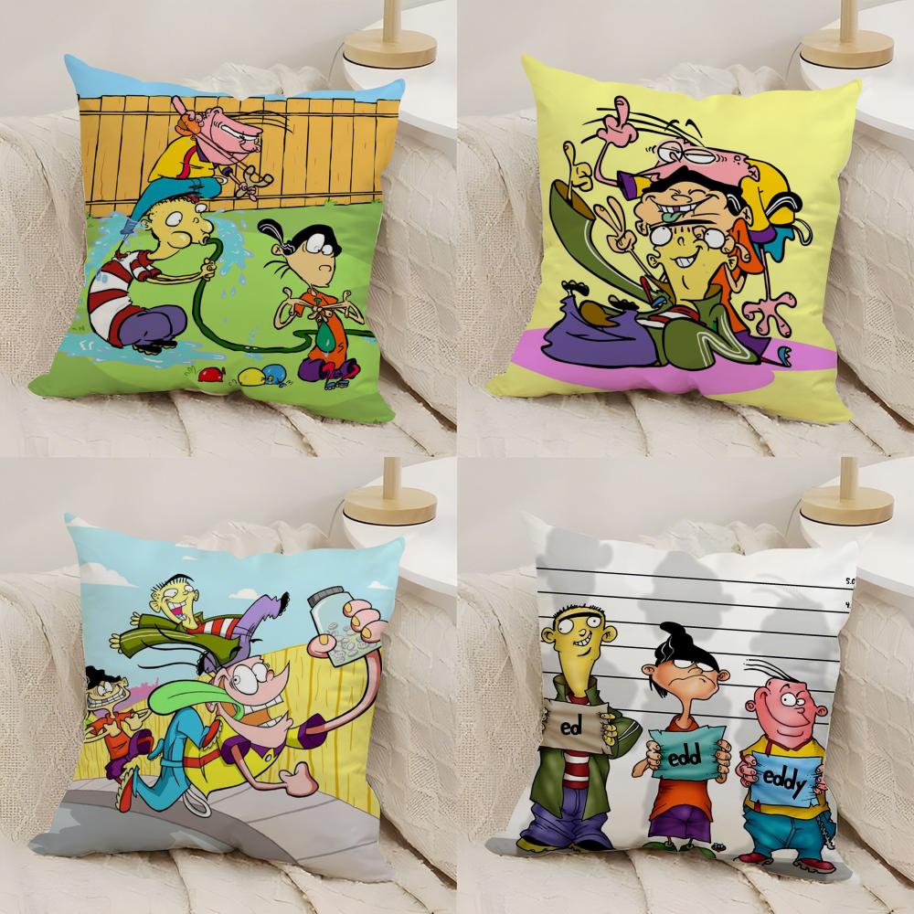 E-Ed Edd N Eddy Cushion Cover Silky Short Plush Double-Sided Printed Pillow Case for Sofa All Seasons Home Decor Gift