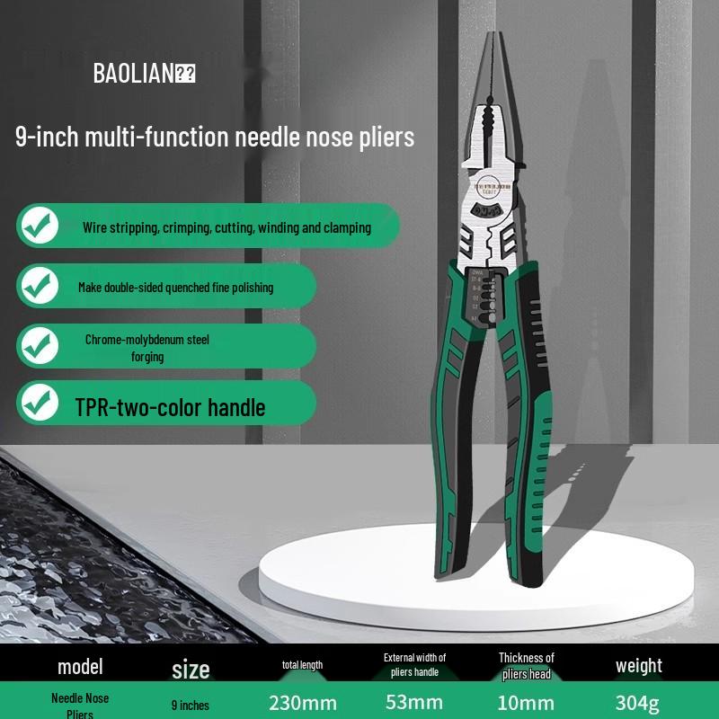 9-in-1 Multifunction Electrician Pliers: Wire Stripper & Cutter