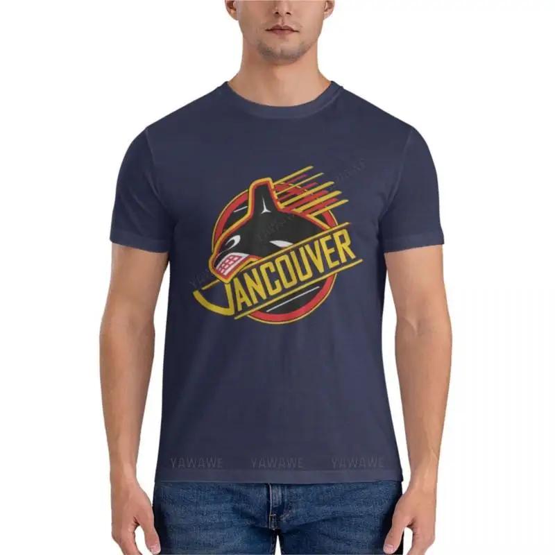 

Хоккей Ванкувер - Ретро Кэнакс Классическая футболка Мужские хлопковые футболки Мужские футболки с коротким рукавом Мужские футболки для высоких L темно-синий