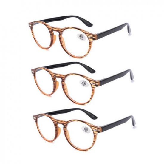 3 Units Retro Presbyopia Reading Sunglasses Plain Glasses Full Frame Round Frame