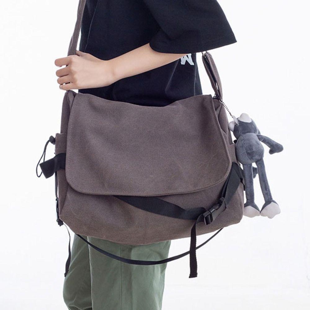 Large-capacity Messenger Bag Versatile School Bag Cool Canvas Tote Bag  Student