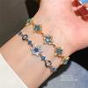Light Luxury Zircon Flower Cuff Bracelet With Geometric Design For Female Wear