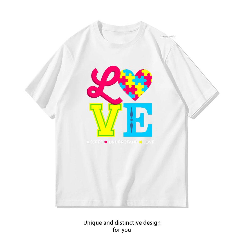 Autism Awareness Accept Understand Love TShirt Woman Man Summer Cotton Graphic T Shirts Adult Streetwear Tops Tee Shortsleev