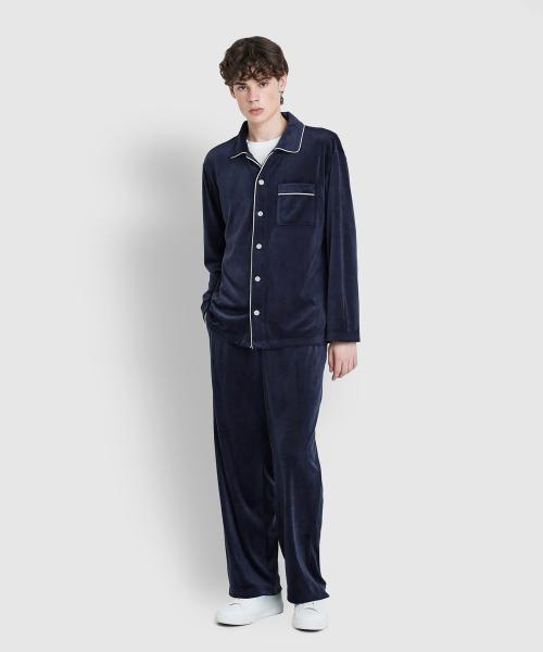 

[JAJU] Мужской пижамный комплект из флиса минки с плоским воротником [Отправка из Кореи] 100% Оригинал Navy - M