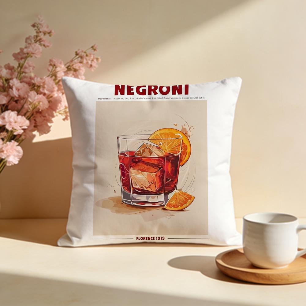 Stylový povlak na polštář Negroni Cocktailful Stylový omyvatelný povlak na polštář Ideální pro dekoraci pohovky, ložnice, auta