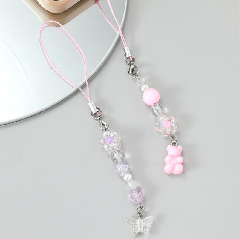 Y2k Girl Heart Flower Bowknot Loves Heart Bear Star Keychain Sweet Ins Car Bag Accessory Phone Shell Alloy Pendant