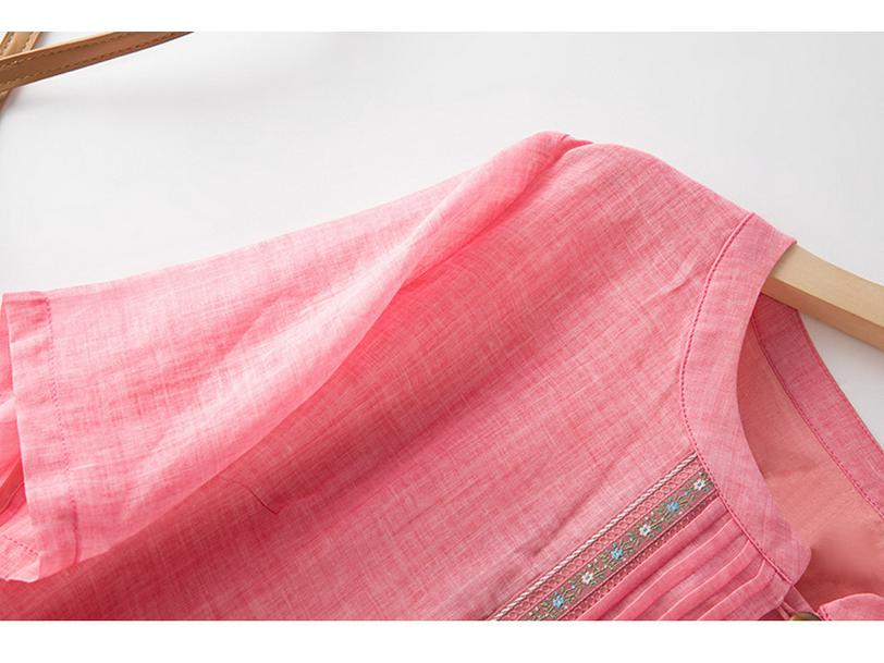 2026 Summer Ethnic Ramie Slim-Fit Long Dress - Women's Waist-Cinching, High-End Style