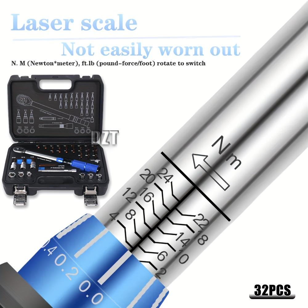 32 Pcs 1/4 Torque Wrench Set, 72-Tooth High Precision Torque Wrench,Precision Torque Toolbox, Durable Multifunctional Tool Kit