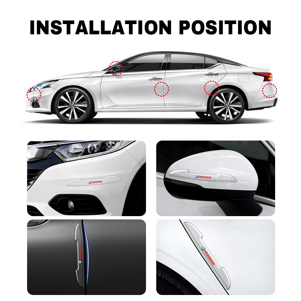 For VOLKSWAGEN VW 4Pcs Car Anti-Collision Bumper Strips Door Side Edge Protective Stickers For Volkswagen VW R Line Polo Jetta M