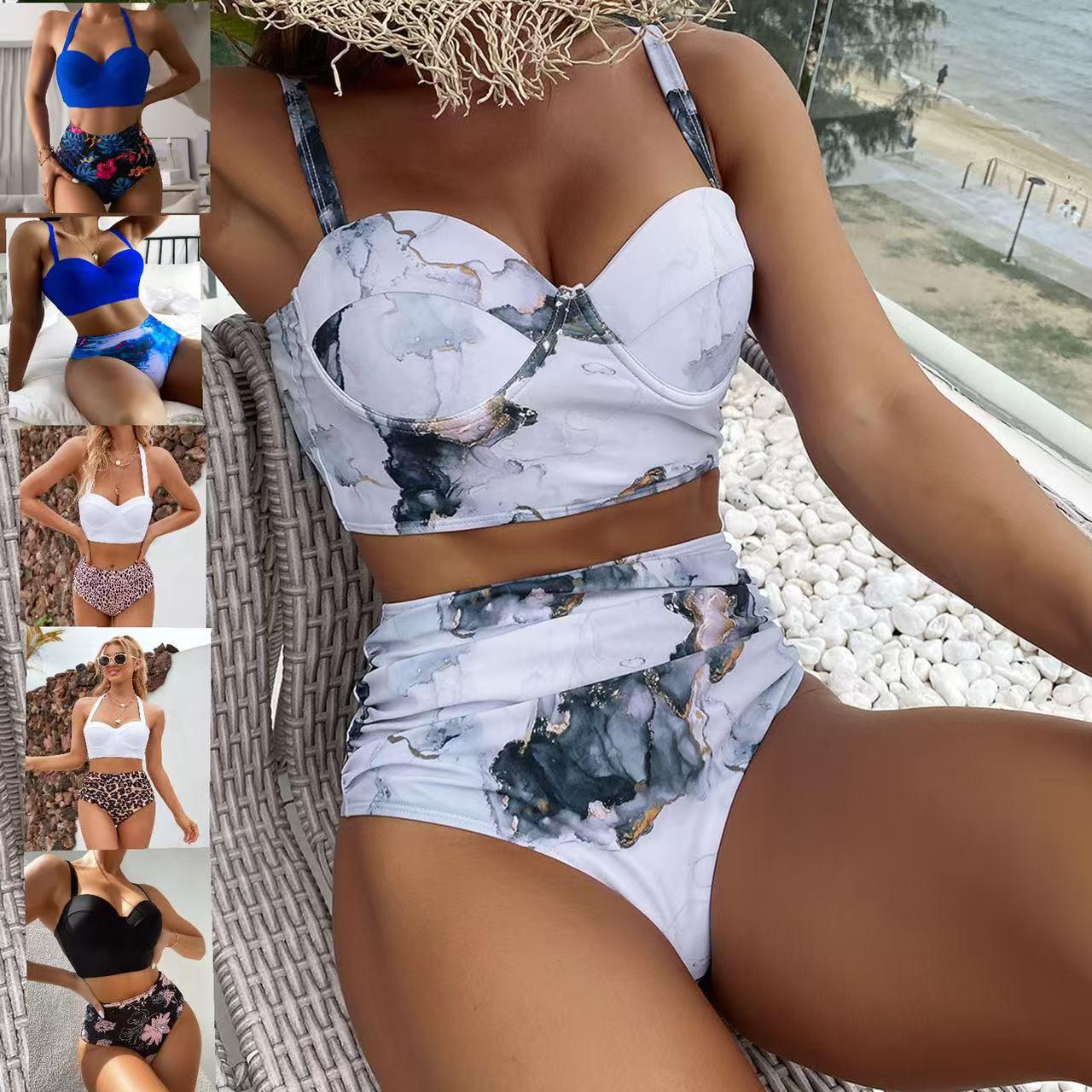 

2024 Women s Sporty High Waist Bikini Set with Hard Cup XL