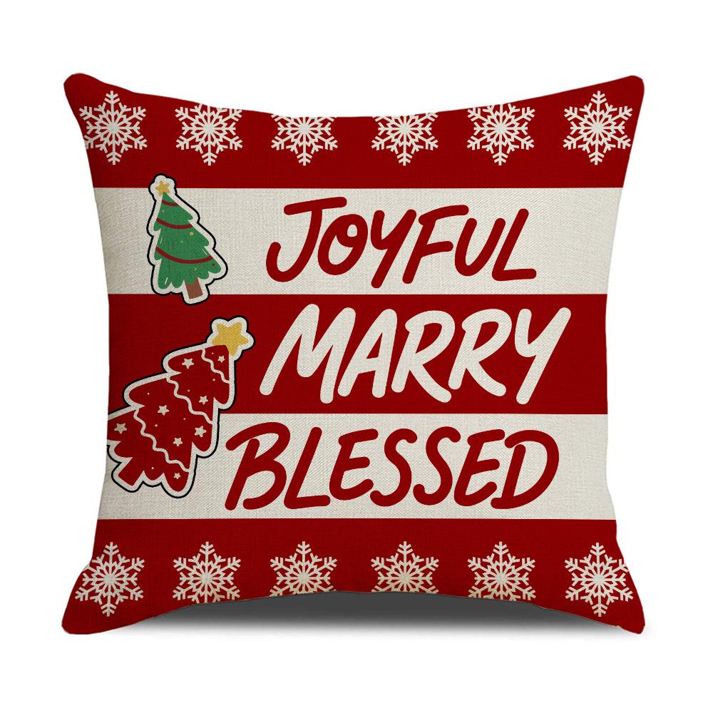 Christmas Decorative Linen Cushion Cover Santa Claus Snowman Pattern Festive Atmosphere Home Decoration Cushion Cover