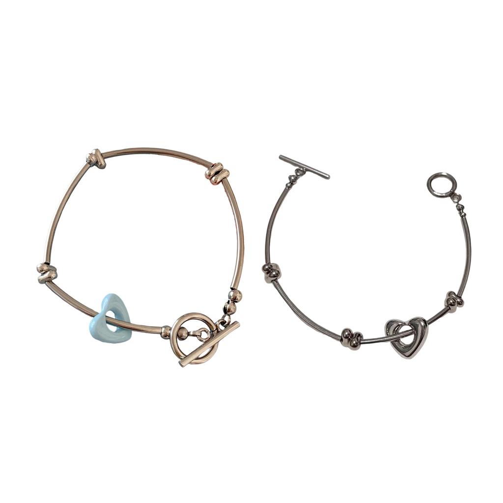 Adjustable Love Beaded Bracelet With Alloy Heart Charm And Eco Friendly Resin Beads For Women Girls Jewelry Gift