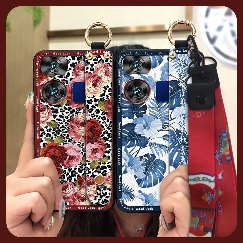 Lanyard Fashion Phone Case For ZTE Nubia Z60 Ultra For Mom Shockproof Protective Anti-knock Kickstand Chinese Style Ring