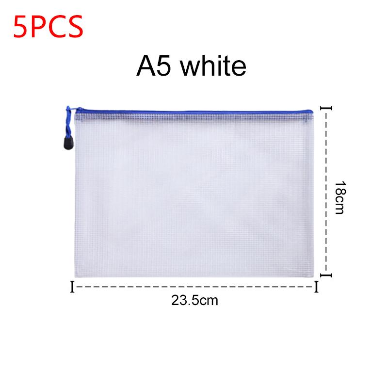 

5 шт. Сумка для хранения канцелярских товаров A4/A5 Папка для документов Сетчатые сумки на молнии Офисные учебные принадлежности Водонепроницаемый файл для документов TMZ