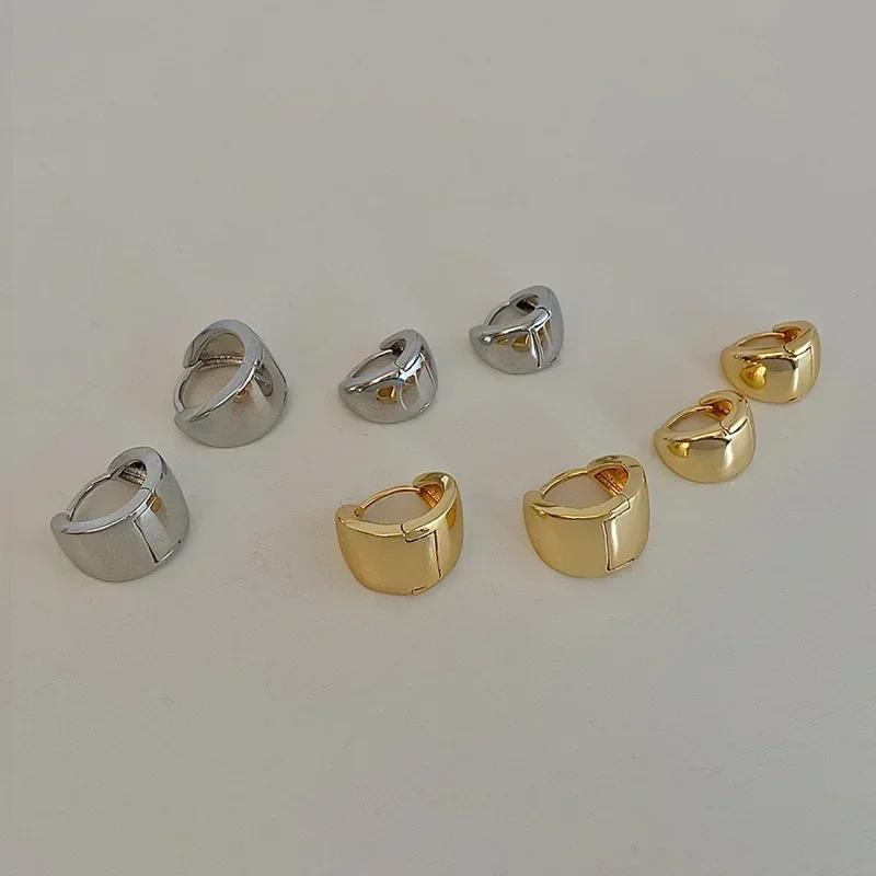 Real  Sterling Silver 10/13MM 14K Gold Round Hoop Earrings for Women Minimalist Geometric Fine  Trendy Accessories
